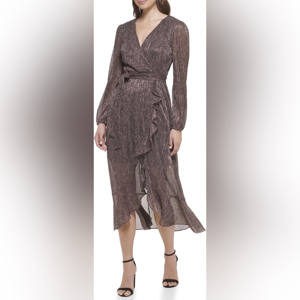 Kensie Shimmering Long Sleeve Dress